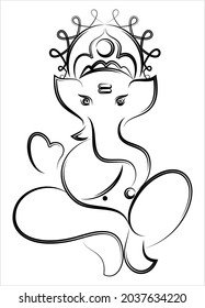 Ganesha Pen Ink Style, The Lord Of Wisdom Hand Drawn Vector Art Illustration