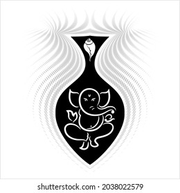 Ganesha Pen Ink Style, The Lord Of Wisdom Hand Drawn Vector Art Illustration