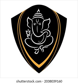 Ganesha Pen Ink Style, The Lord Of Wisdom Hand Drawn Vector Art Illustration