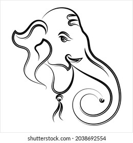 Ganesha Pen Ink Style, The Lord Of Wisdom Hand Drawn Vector Art Illustration