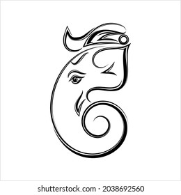 Ganesha Pen Ink Style, The Lord Of Wisdom Hand Drawn Vector Art Illustration