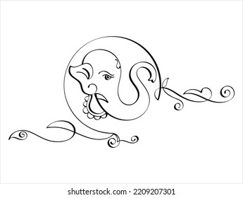 Ganesha Pen Ink Style, The Lord Of Wisdom Hand Drawn Vector Art Illustration