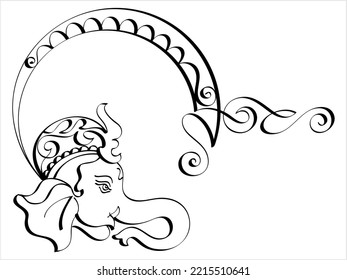 Ganesha Pen Ink Style, The Lord Of Wisdom Hand Drawn Vector Art Illustration