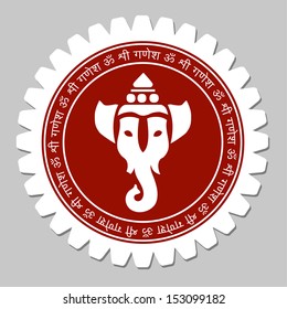 Ganesha Sign Round Label