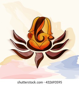 Ganesha sitting on lotus.Vector.