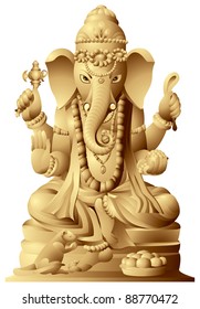 Ganesha. Statue of Indian hindu god with elephant head. The Remover of Obstacles, the Lord of Beginnings and the Lord of Obstacles, patron of arts and sciences, the deva of intellect and and wisdom