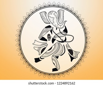 Ganesha in stylized design inside a frame