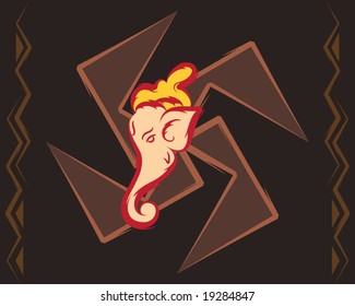 Ganesha, fondo abstracto de la swastica
