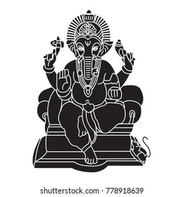 Hand Drawn Illustration Ganesha Lord Hindu Stock Vector (Royalty Free ...