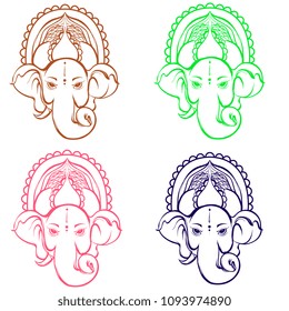 ganesha vector tattoo design set color 