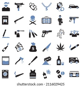 Iconos de pandillas. Diseño Plano De Dos Tonos. Ilustración vectorial.