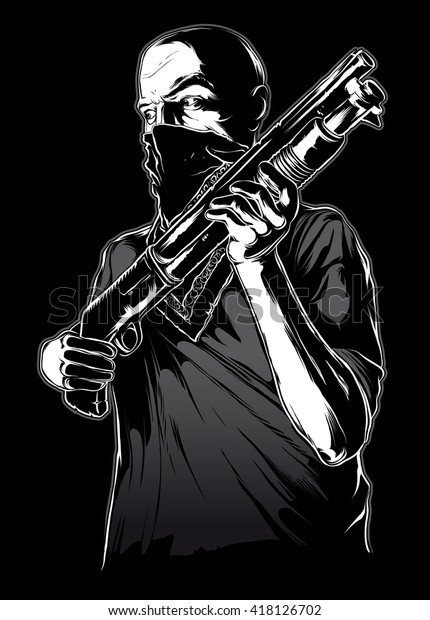 Gang Member Gun Stock Vector (Royalty Free) 418126702