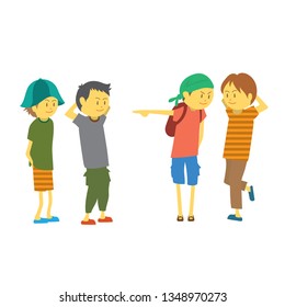 gang of teenagers 4 character stand up illustration.-vector
