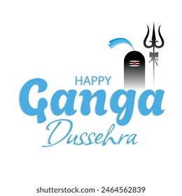 Ganga dussehra hindu festival greeting with typography and shivling vector design