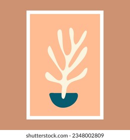 Ganges silhouette posters inspired by Matisse. Modern minimalist wall decoration art. Colorful vector illustration, interior decoration