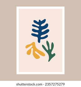 Ganges silhouette posters inspired by Matisse. Modern minimalist wall decoration art. Colorful vector illustration, interior decoration