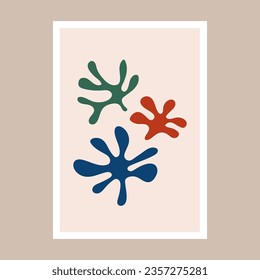 Ganges silhouette posters inspired by Matisse. Modern minimalist wall decoration art. Colorful vector illustration, interior decoration