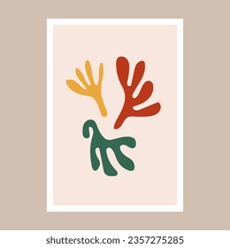 Ganges silhouette posters inspired by Matisse. Modern minimalist wall decoration art. Colorful vector illustration, interior decoration
