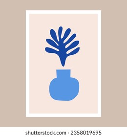 Ganges silhouette posters inspired by Matisse. Modern minimalist wall decoration art. Colorful vector illustration, interior decoration