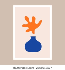 Ganges silhouette posters inspired by Matisse. Modern minimalist wall decoration art. Colorful vector illustration, interior decoration