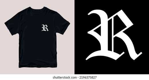 gangsta r alphabet t-shirt stylish and clothing printable trendy tshirt design. print, industrial products. global swatch