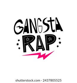 Gangsta rap hand drawn lettering text