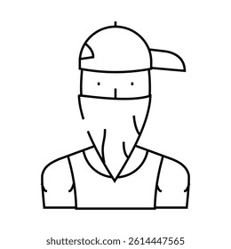 gangsta rapper line icon vector. gangsta rapper sign. isolated contour symbol black illustration