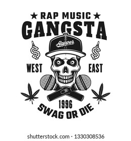 Gangsta Rapper Skull Snapback Crossed Microphones Stock Vector (Royalty ...