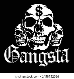 Gangsta Skull Graphic Vector Logo Templete 