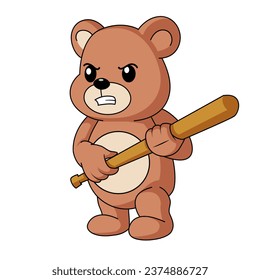 gangsta teddy bear with baseball bat illustration