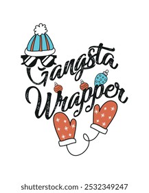 Gangsta wrapper chritsmas tshirt design