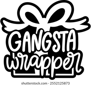 gangsta wrapper merry christmas black vector graphic design and cut file