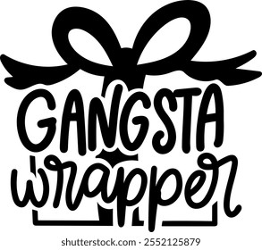 gangsta wrapper merry christmas black vector graphic design and cut file