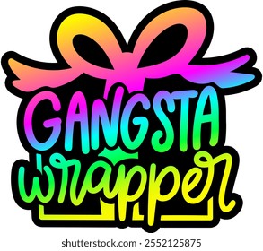 gangsta wrapper merry christmas greeting rainbow colorful bright vibrant graphic design
