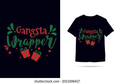 Gangsta Wrapper Merry Christmas Printable Vector Illustration.
Merry Christmas and Happy New Year. 
