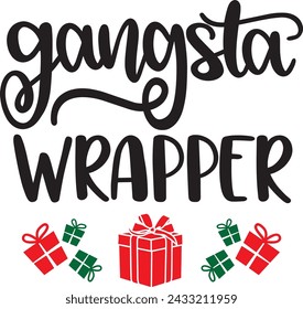 Gangsta wrapper, merry christmas, santa, christmas holiday, vector illustration file