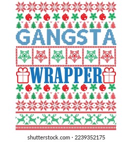  Gangsta Wrapper T-Shirt Design Vector File
