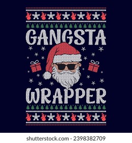 Embalaje de gangsta - Diseños de suéter navideño feos - vector Gráfico