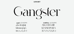 Gangster Abstract Quality Font Alphabet. Minimal Modern Urban Fonts For Logo, Brand Etc. Typography Typeface With Small And Capital  Alphabet And Number. Vector Illustration