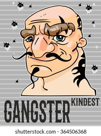Gangster. The bandit's head against the wall.