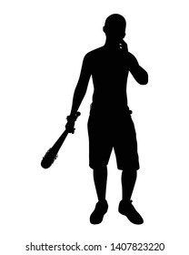 Gangster with baseball bat silhouette vector