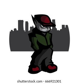 Gangster cat cartoon vector