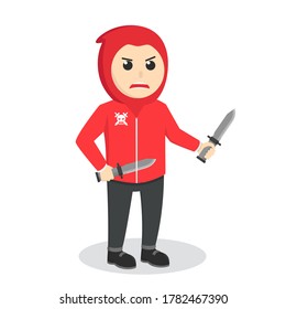Gangster With double Knife design character on white background
