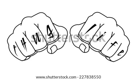 Gangster Fists Thug Life Fingers Tattoo Stock Vector (Royalty Free