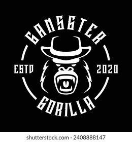 Gangster Gorilla Logo Design. mit Circle Frame. Einfach und modern. Vektorgrafik