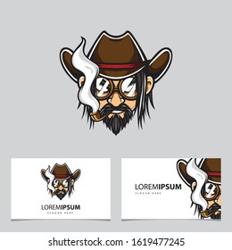 Gangster Head Template with cowboy Hat