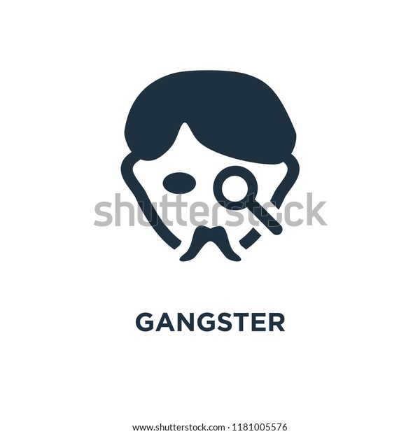 Gangster icon.\
Black filled vector illustration. Gangster symbol on white\
background. Can be used in web and\
mobile.