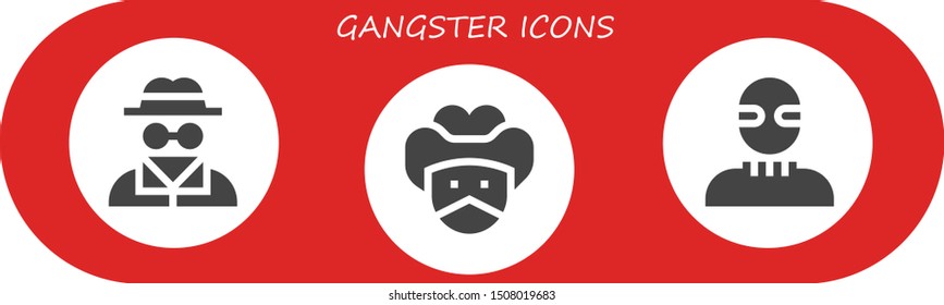gangster icon set. 3 filled gangster icons.  Collection Of - Invisible man, Bandit, Burglar icons