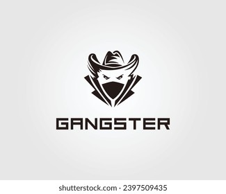 Gangster oder Incognito Spy Silhouette Logo Design Vektorvorlage.