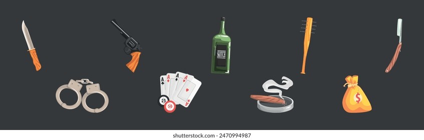 Gangster and Mafia Object and Stuff Vector Set